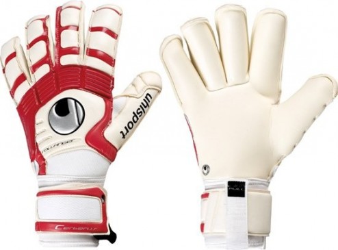 UHLSPORT 0234 CERBERUS ABSOLUTGRIP ROLLFINGER BRANKÁŘSKÉ RUKAVICE - Bílá, Červená č.1