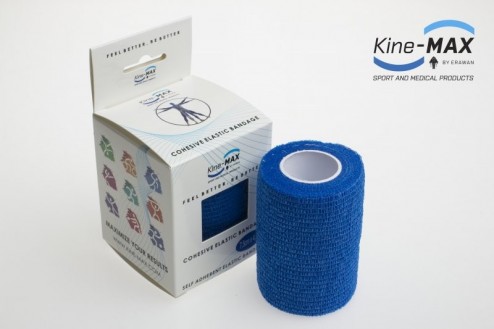 KINE-MAX COHESIVE ELASTIC BANDAGE ELASTICKÁ SAMOFIXAČNÍ BANDÁŽ 7,5cm x 4,5m - Modrá č.1