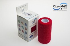 KINE-MAX COHESIVE ELASTIC BANDAGE ELASTICKÁ SAMOFIXAČNÍ BANDÁŽ 10cm x 4,5m - Červená