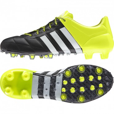 ADIDAS ACE 15.1 FG/AG KOŽENÉ KOPAČKY PÁNSKÉ - Černá, Neon žlutá č.1