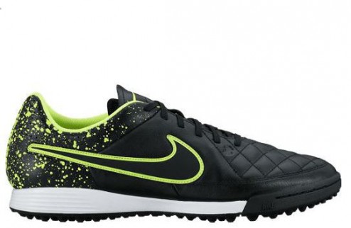 NIKE TIEMPO GENIO LEATHER TF TURFY PÁNSKÉ - Černá, Neon zelená č.1