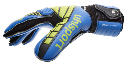 UHLSPORT ELIMINATOR SUPERSOFT BRANKÁŘSKÉ RUKAVICE - Černá, Modrá č.3