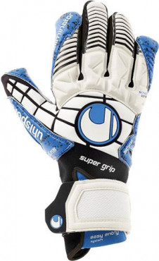 UHLSPORT ELIMINATOR SUPERGRIP BRANKÁŘSKÉ RUKAVICE - Bílá, Černá, Modrá č.1