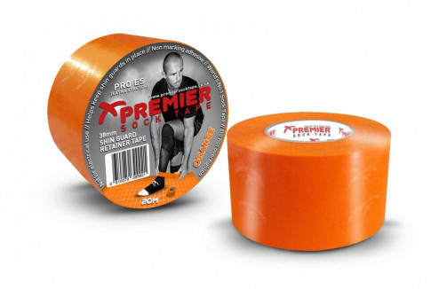 PREMIER SOCK TAPE SHIN GUARD PRO ES 38mmx20m FIXAČNÍ PÁSKA NA CHRÁNIČE - Oranžová č.1