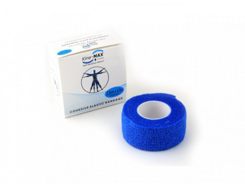 KINE-MAX COHESIVE ELASTIC BANDAGE ELASTICKÁ SAMOFIXAČNÍ BANDÁŽ 2,5cm x 4,5m - Modrá č.1