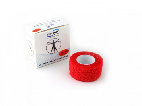 KINE-MAX COHESIVE ELASTIC BANDAGE ELASTICKÁ SAMOFIXAČNÍ BANDÁŽ 2,5cm x 4,5m - Červená č.1