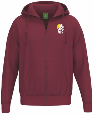 ERIMA MIKINA NA ZIP S KAPUCÍ VK KARLOVARSKO - Bordová č.1